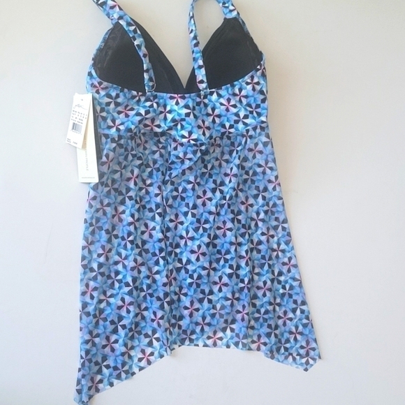 NEW! GOTTEX convertible adjustable flyaway tankini top pin wheel blue 10. - Picture 5 of 5